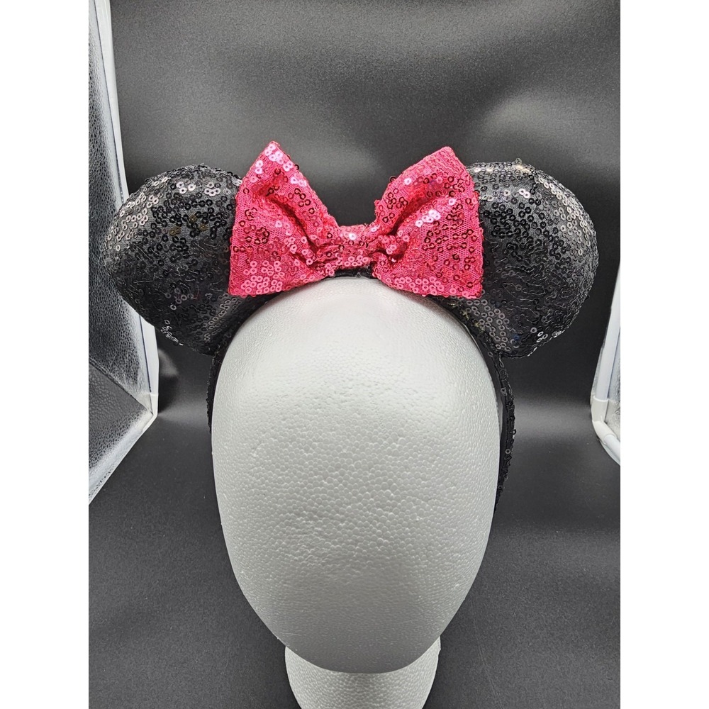 Disney Parks Sequined Minnie Mouse Ears Headband With Pink Bow
